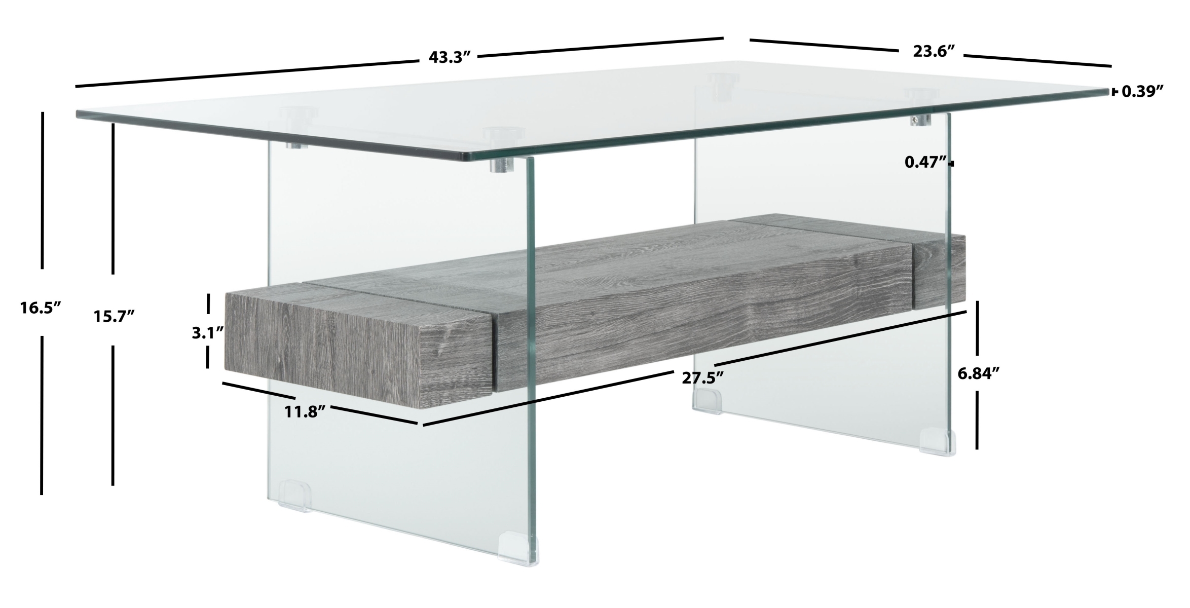 Kayley Coffee Table - Glass / Black Oak - Safavieh - Image 6