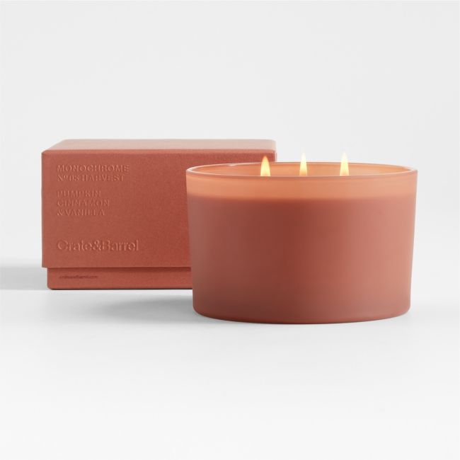 Monochrome No. 8 Harvest 3-Wick Scented Candle - Pumpkin, Cinnamon, Vanilla - Image 0