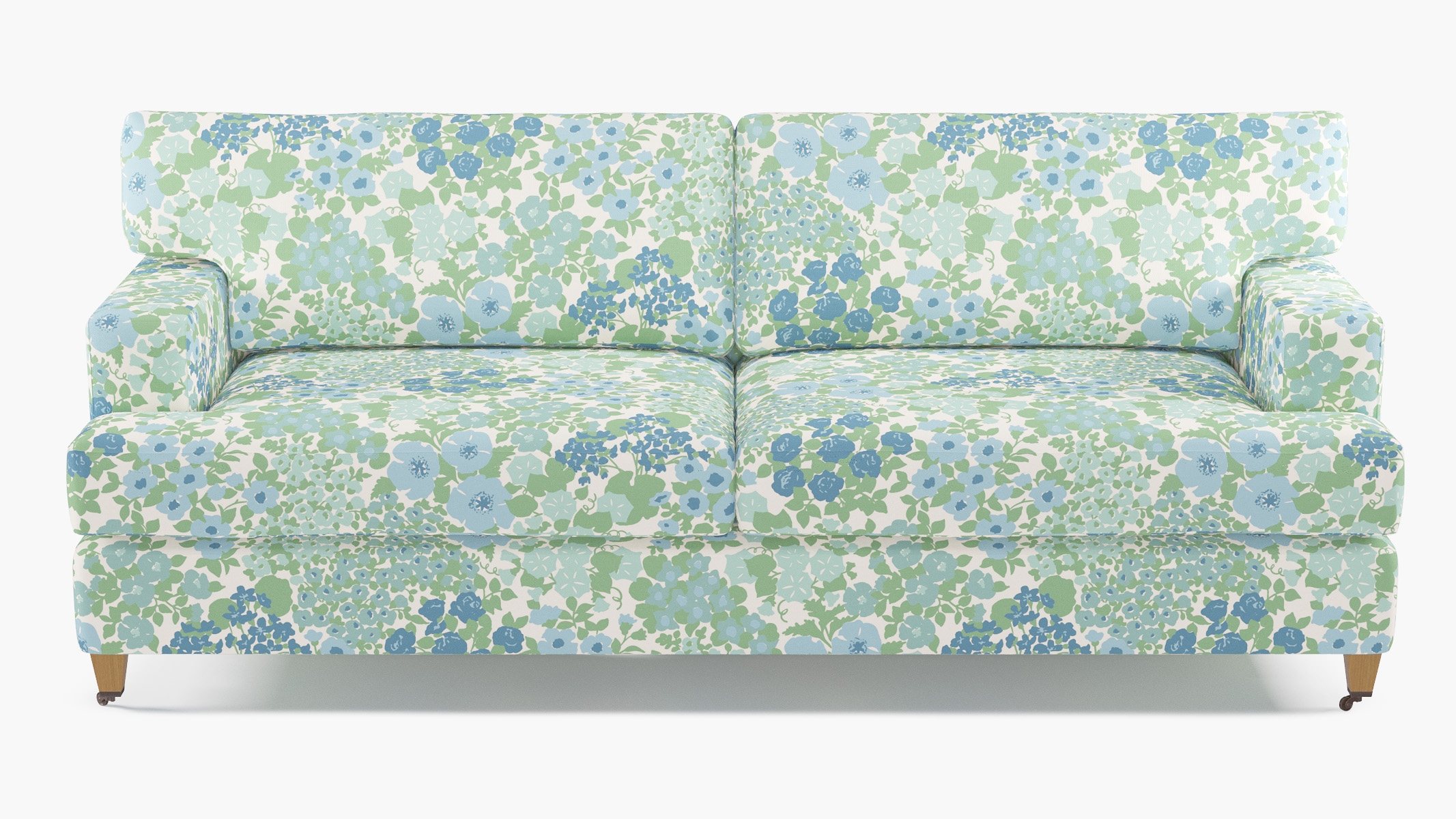 Classic Sofa, Mist Million Flowers, Natural with Antique Brass Caster - Image 0