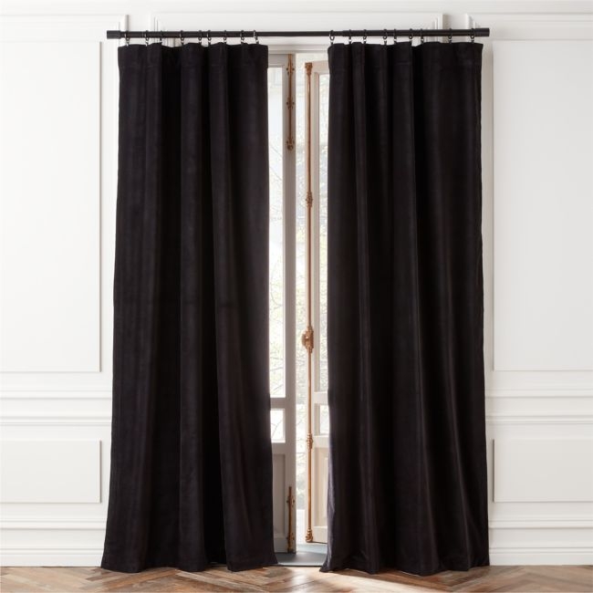 Black Velvet Window Curtain Panel 48''x96'' - Image 0