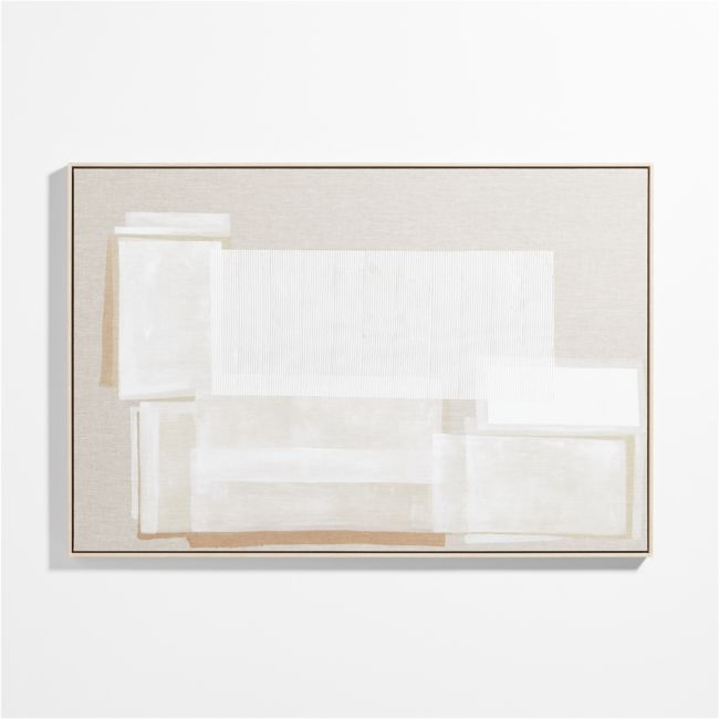 "Unparalleled" Framed Beige & White Abstract Hand-Painted Wall Art 61"x41" - Image 0