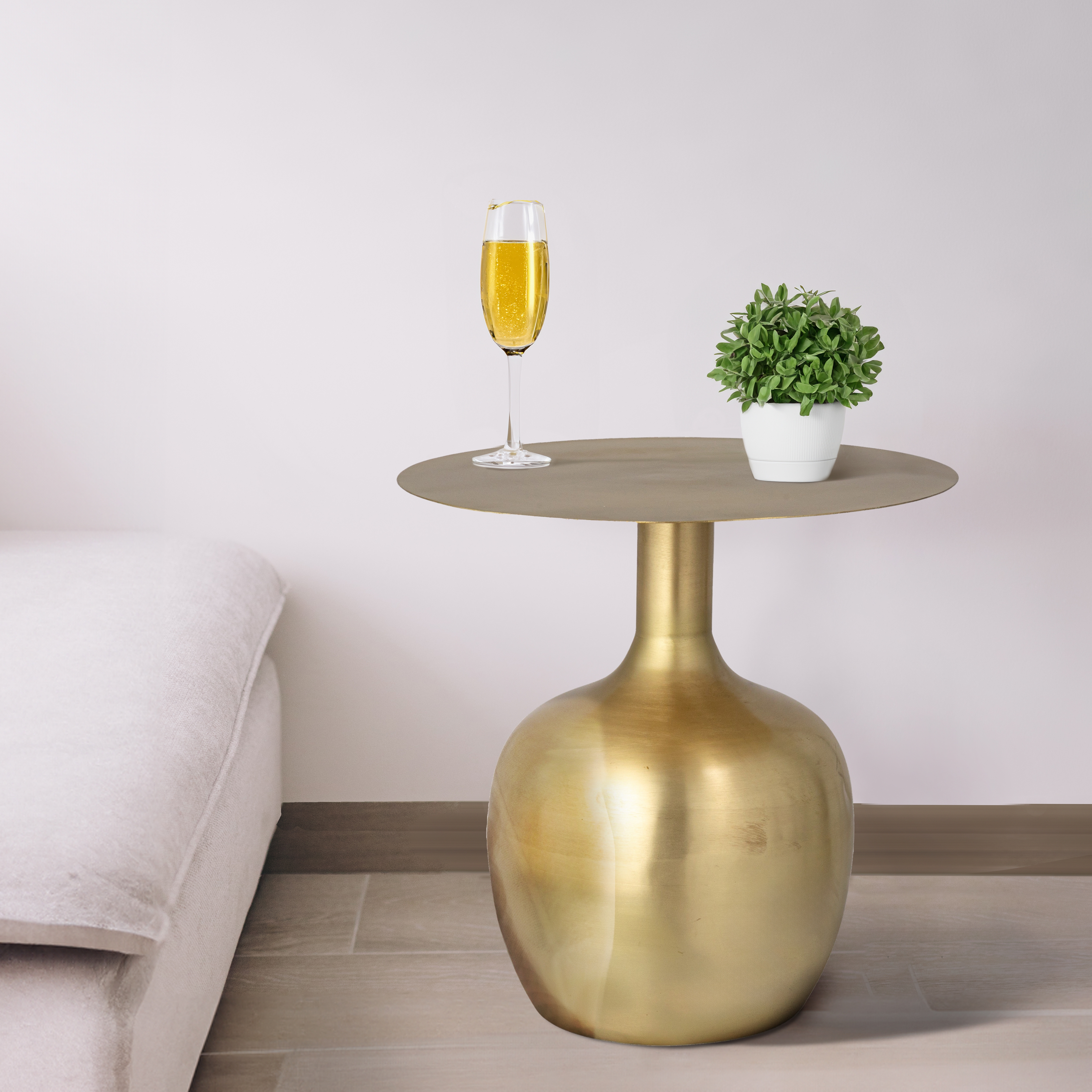 Elegant Metal Round Side Table, Gold - Image 0