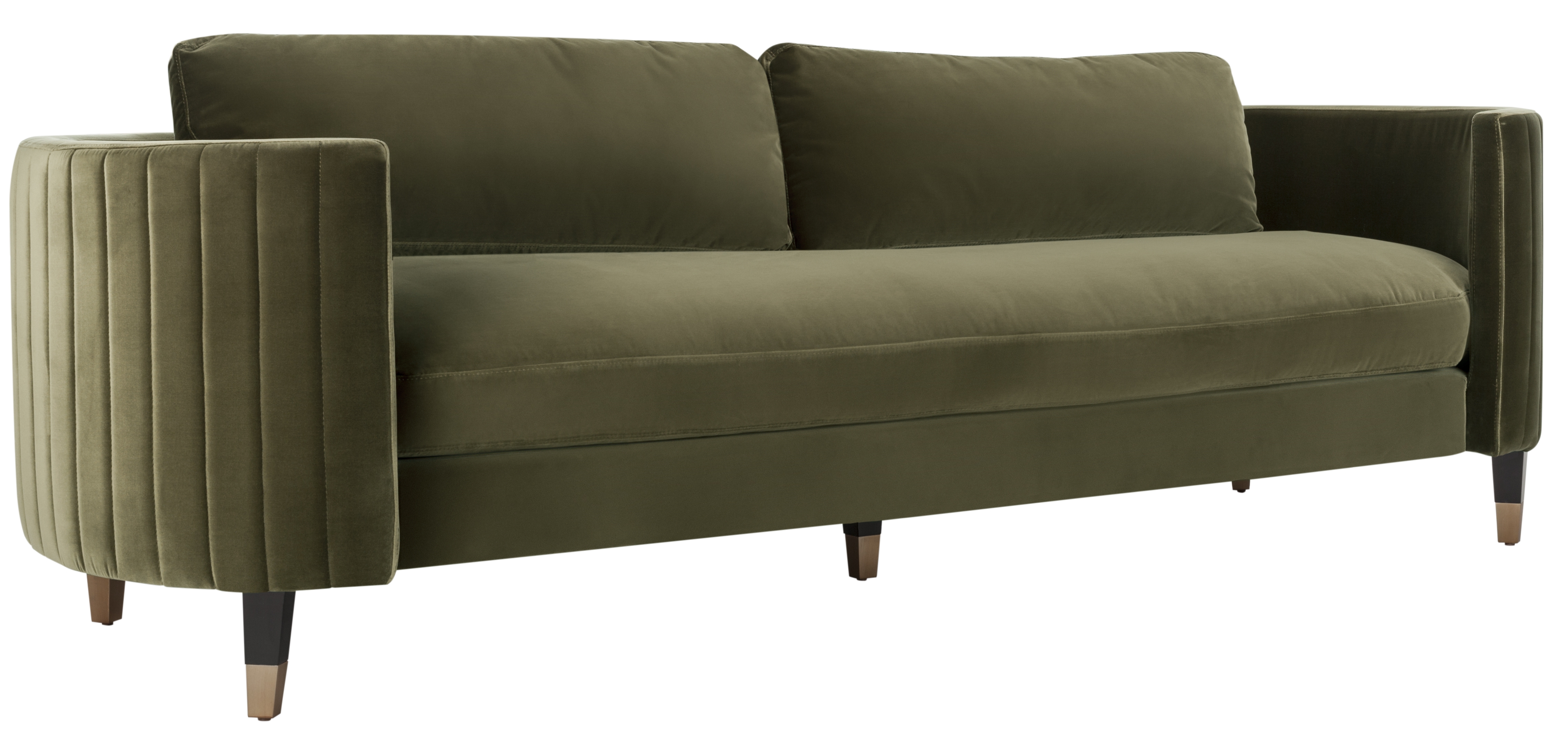 Odette Velvet Sofa, Giotto Dark Olive Green - Image 1