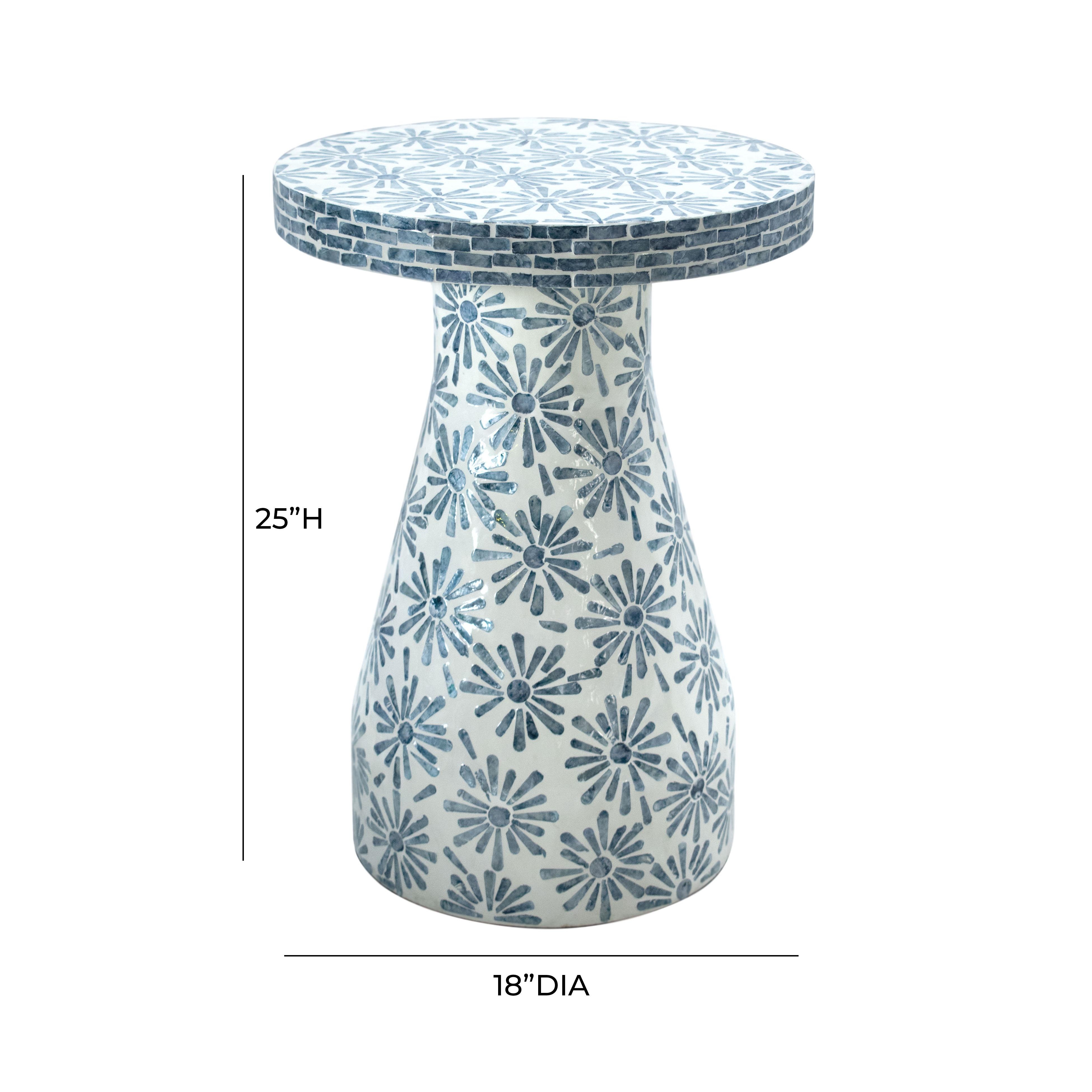 Halio Blue Floral Shell Side Table - Image 5