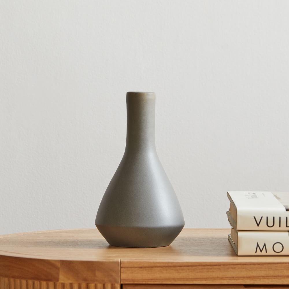Crackle Glaze Vases, Vase, Dark Olive, Ceramic, Small - Image 0