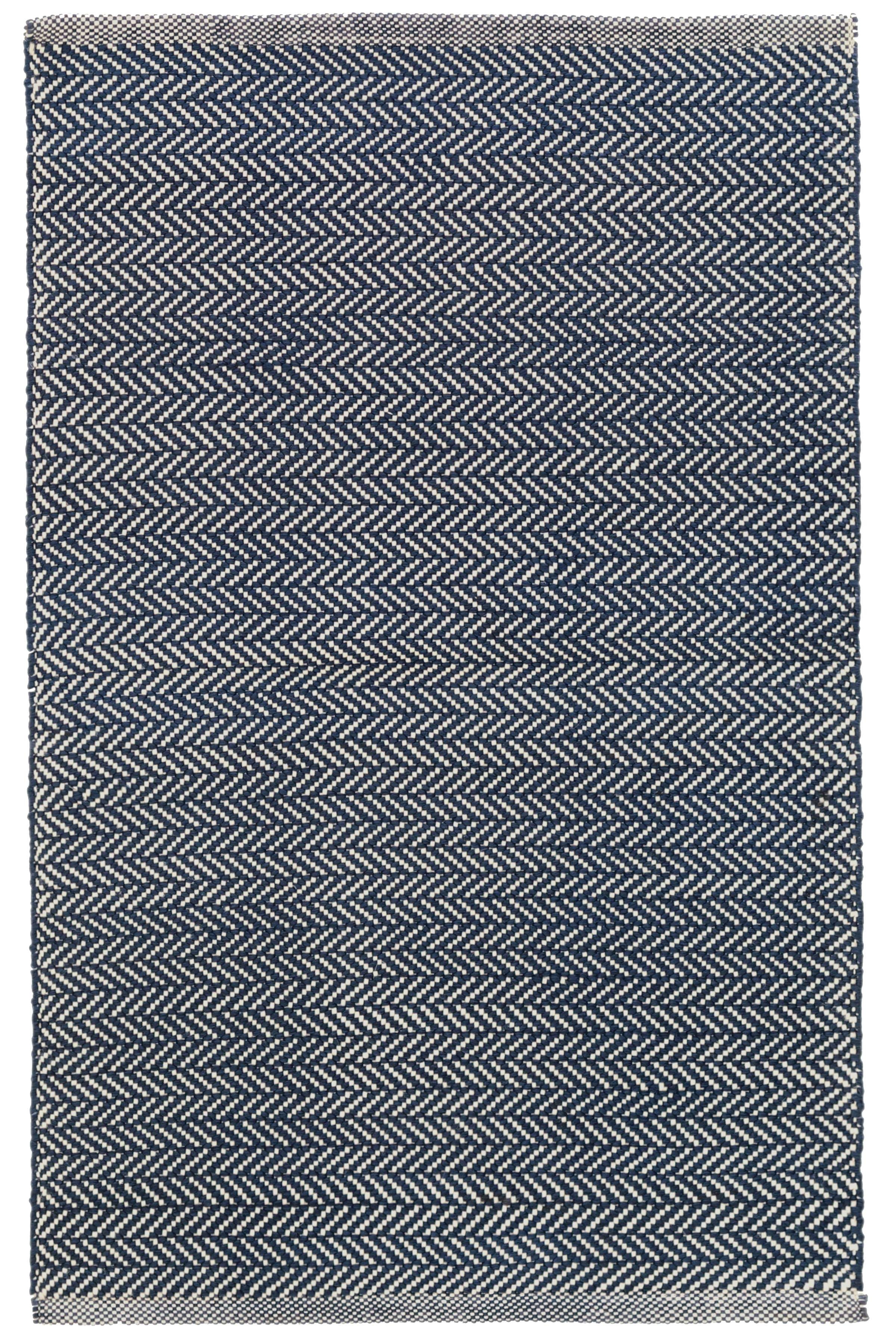 Herringbone Indigo Handwoven Cotton Rug - Image 0