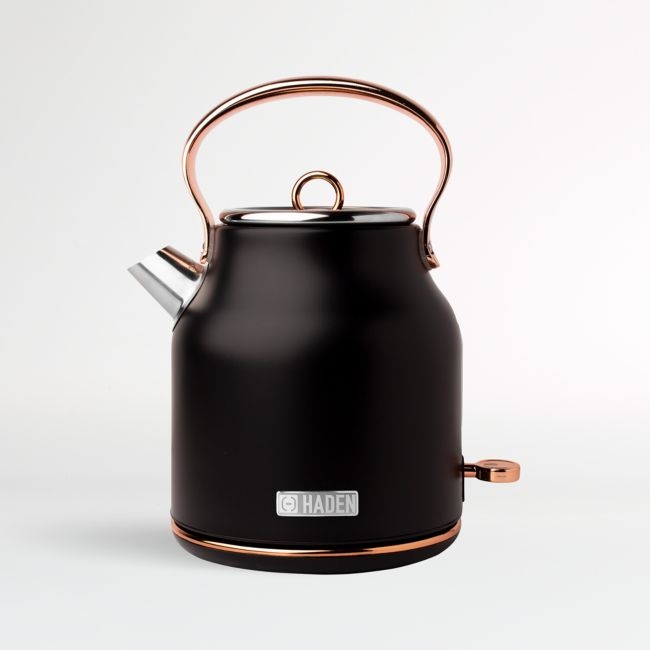 HADEN Heritage Black and Copper Electric Tea Kettle - Image 0