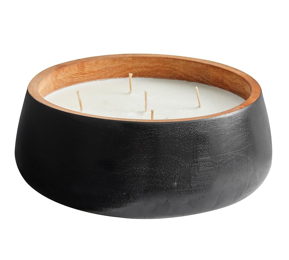 Modern Wood Scented Candles - Linen Cashmere, Black, Large - Image 0