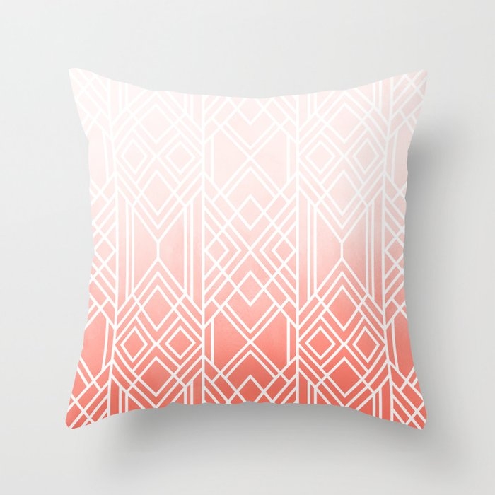 Art Deco Fading Peach Throw Pillow by Elisabeth Fredriksson - Cover (18" x 18") With Pillow Insert - Outdoor Pillow - Image 0