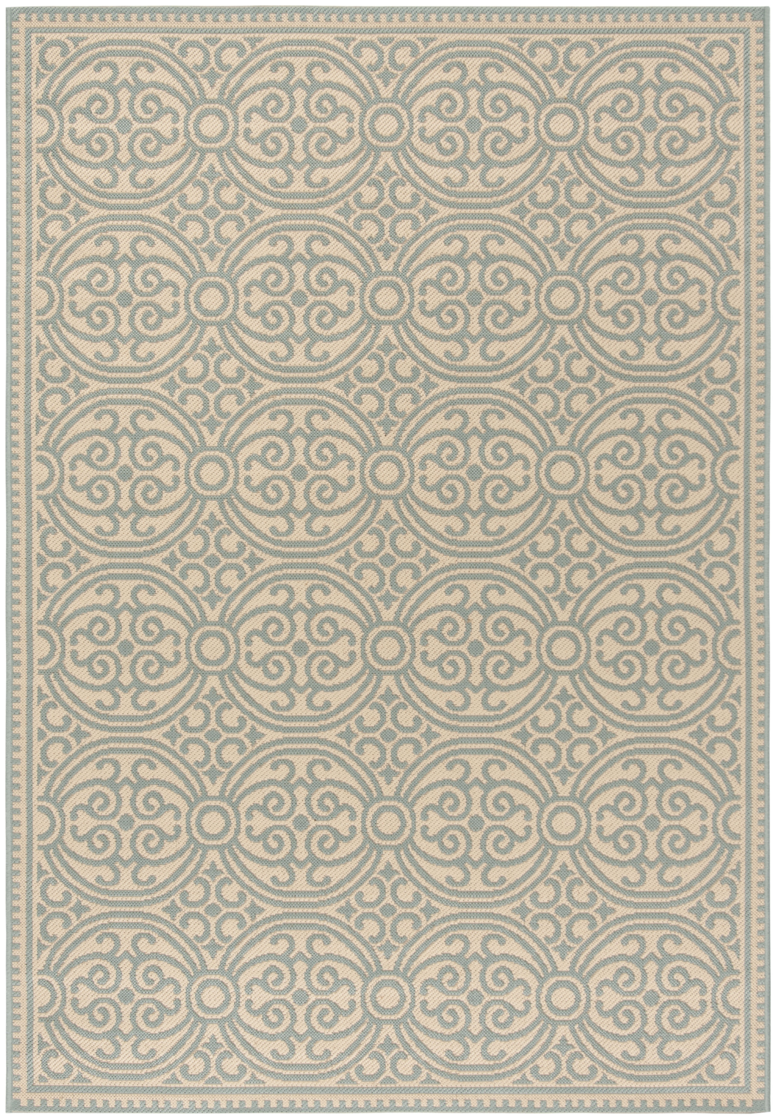 Arlo Home Indoor/Outdoor Woven Area Rug, LND134K, Aqua/Cream,  5' 1" X 7' 6" - Image 0