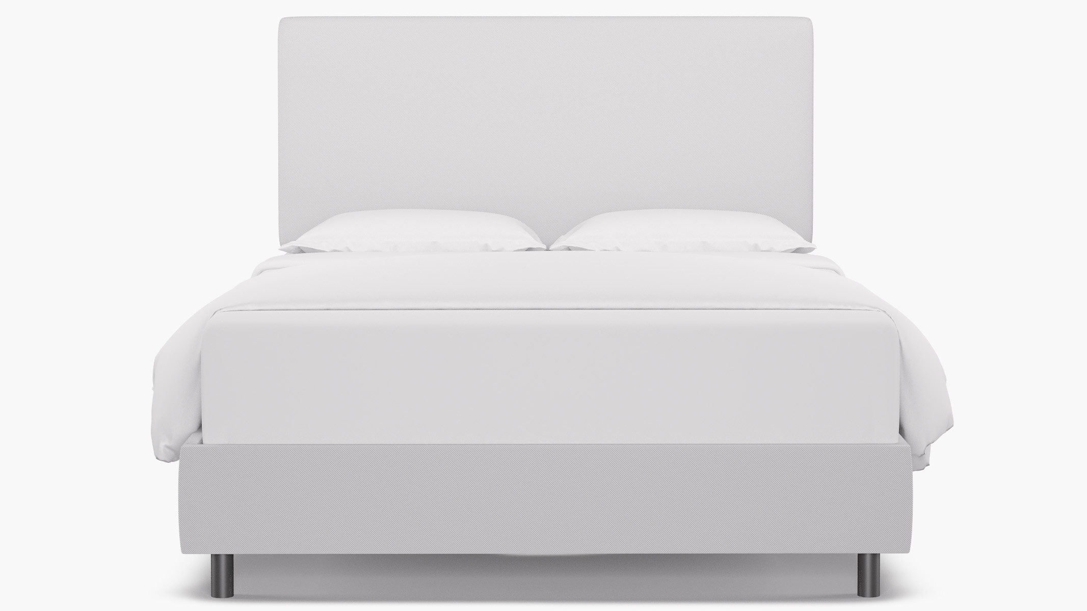Square Back Bed, White Twill, Queen - Image 0