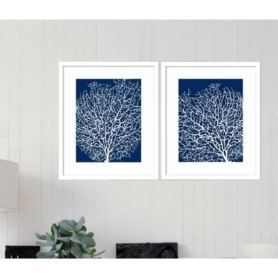 'Navy Coral' 2 Piece Picture Frame Painting Set - Image 0