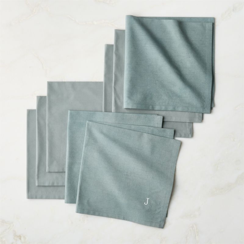 Poplin Ice Blue Cloth Napkins Set of 8 - Image 1