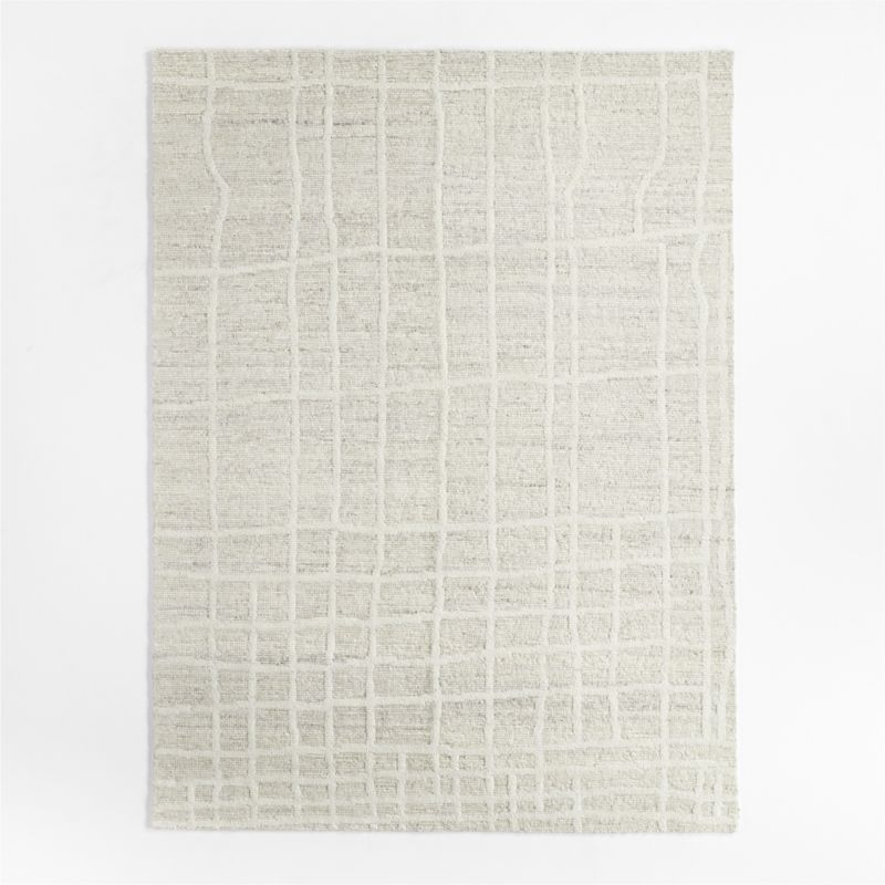 Agen Wool Handwoven Grid Ivory Area Rug 12'x15' - Image 2