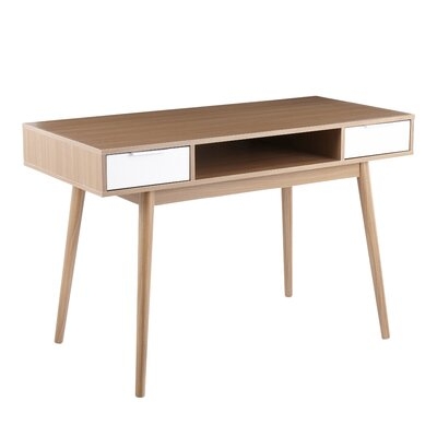 Bossley Contemporary Double Desk In Natural Wood With White Wood Drawers By George Oliver - Image 0