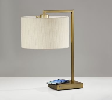 Stonewall PB Charge Table Lamp, Brushed Steel - Image 1