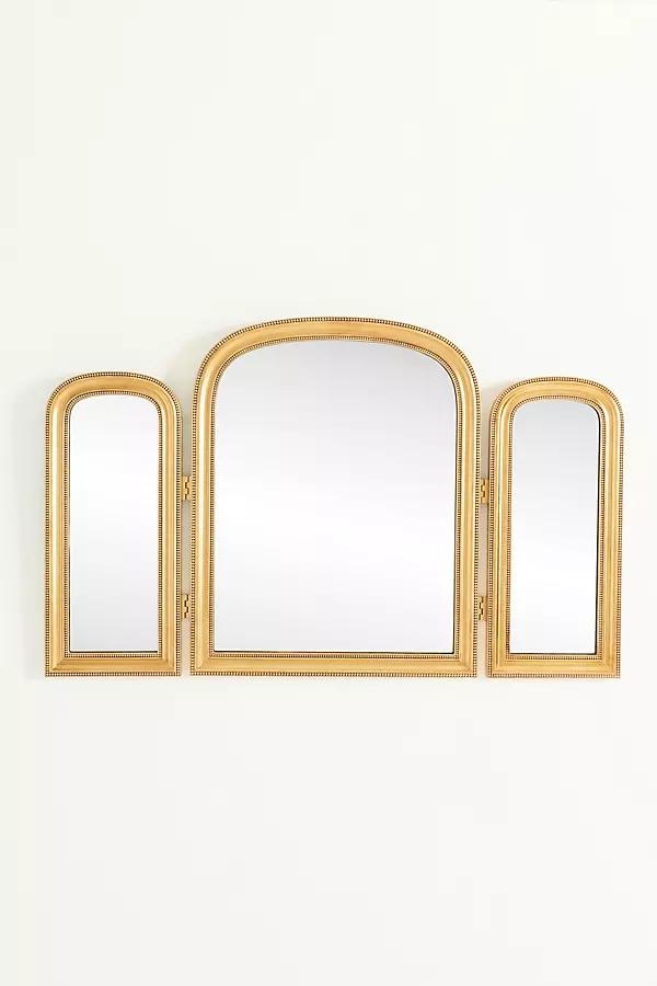 Louie Beaded Triptych Tabletop Vanity Mirror - Image 0