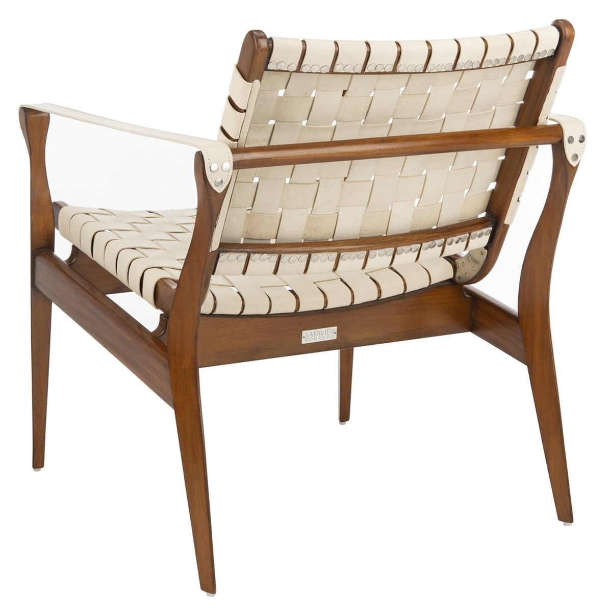 Dilan Leather Safari Chair - White - Safavieh - Image 7