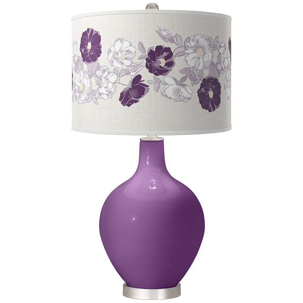 Color Plus Ovo 28 1/2" Rose Bouquet Shade Passionate Purple Table Lamp - Image 0