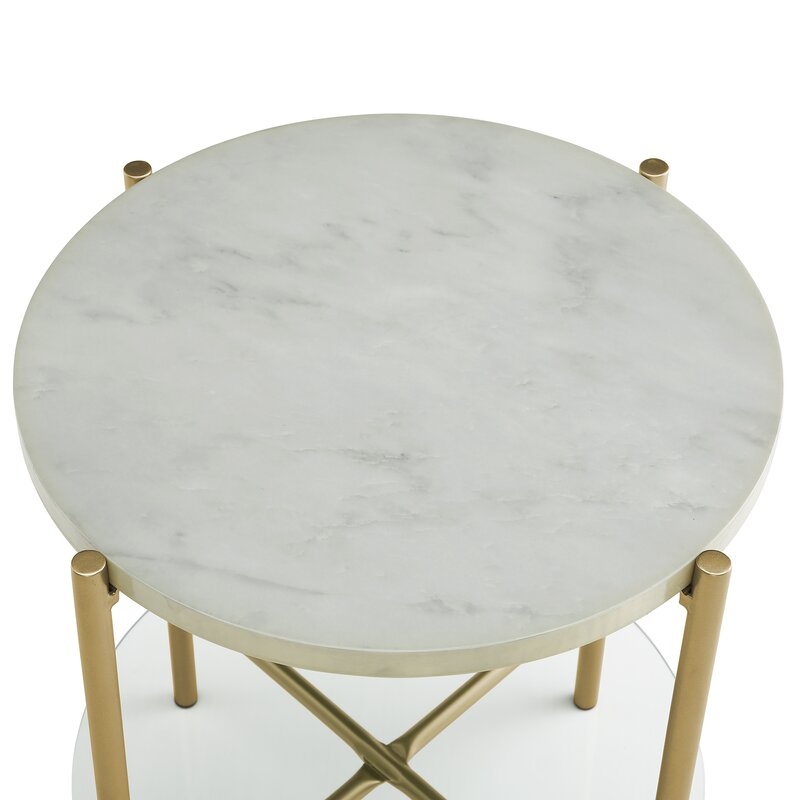 Seyhan End Table, White & Gold - Image 4