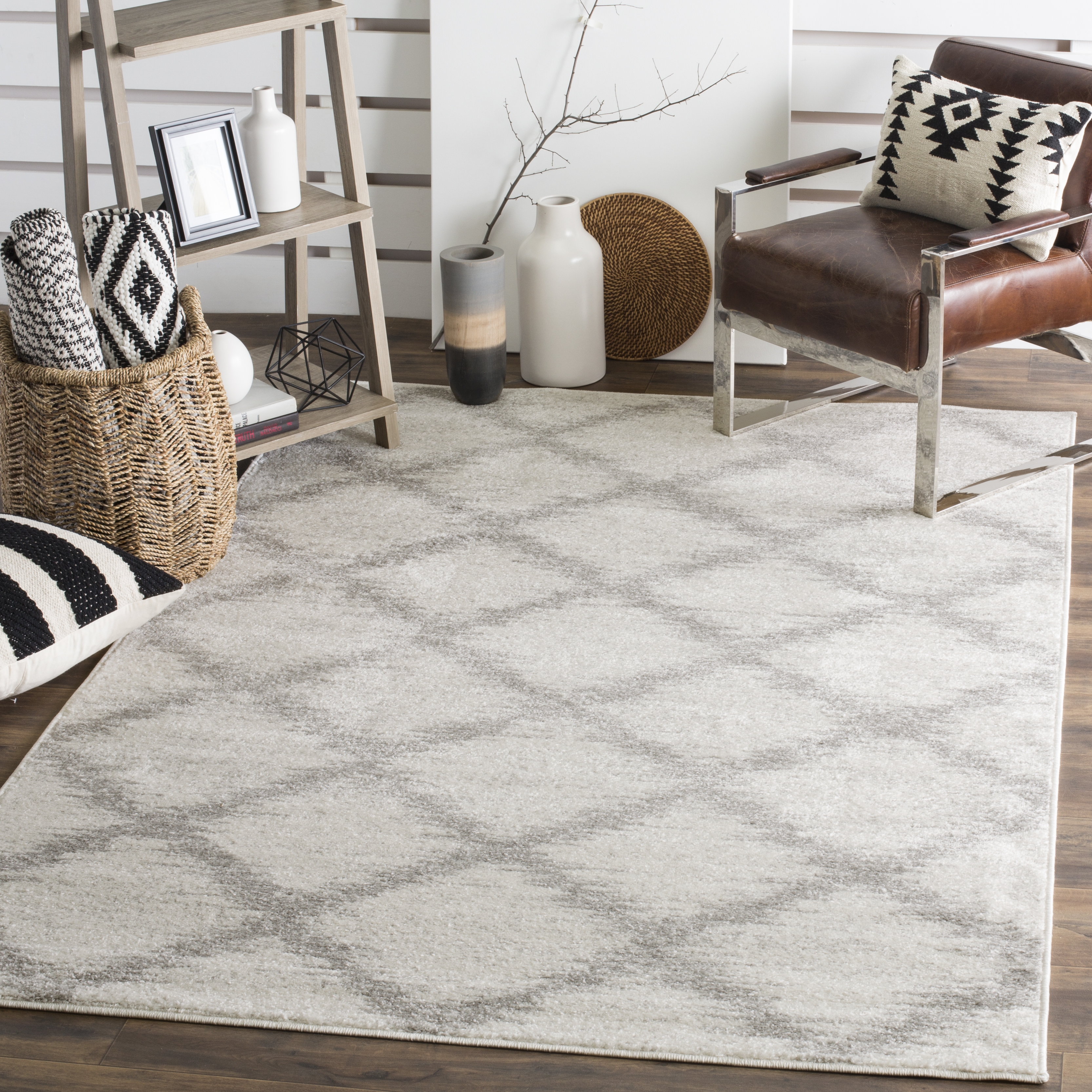 Arlo Home Woven Area Rug, ADR122B, Ivory/Silver,  6' X 9' - Image 1