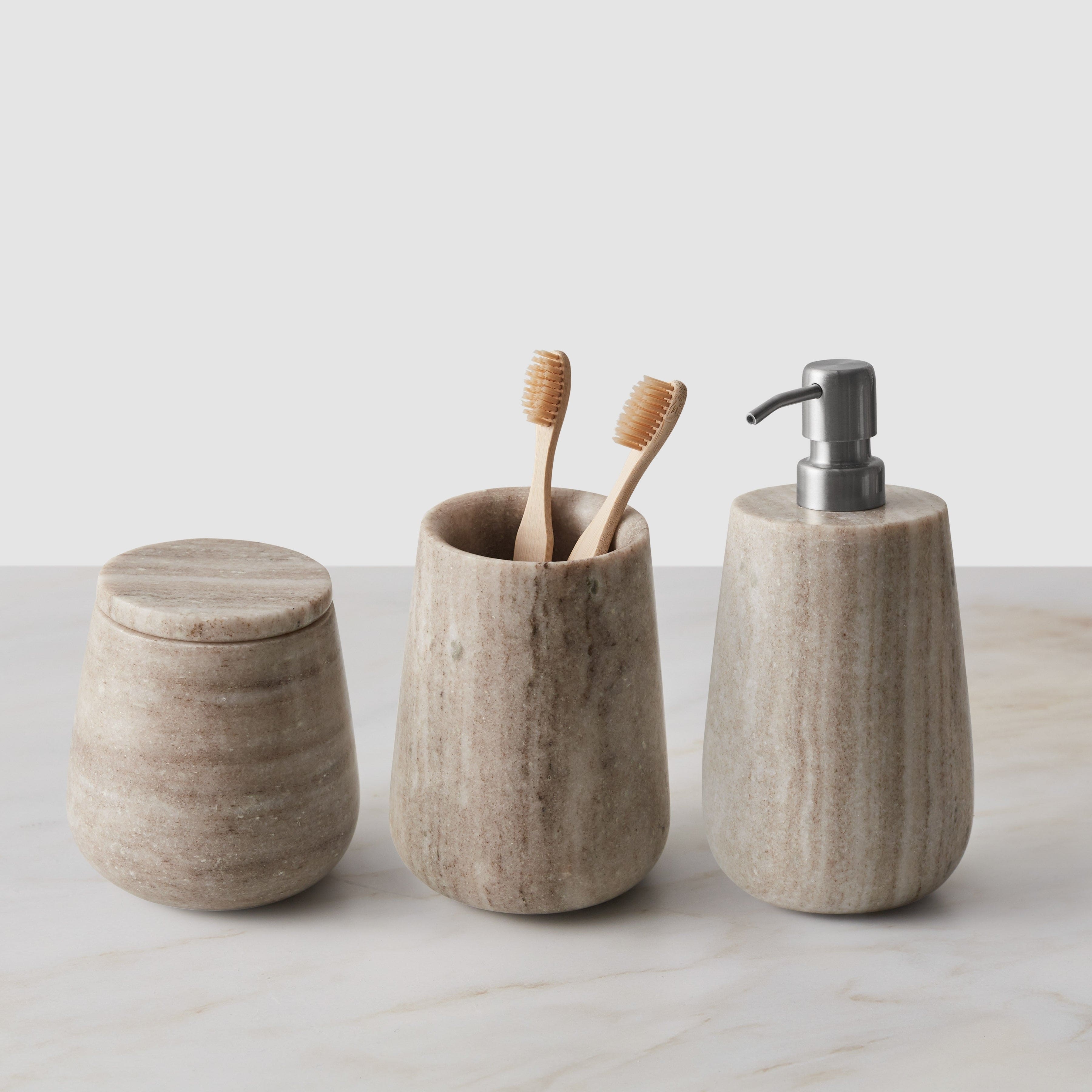 The Citizenry Riya Marble Bath Accessory Set | Natural - Image 0