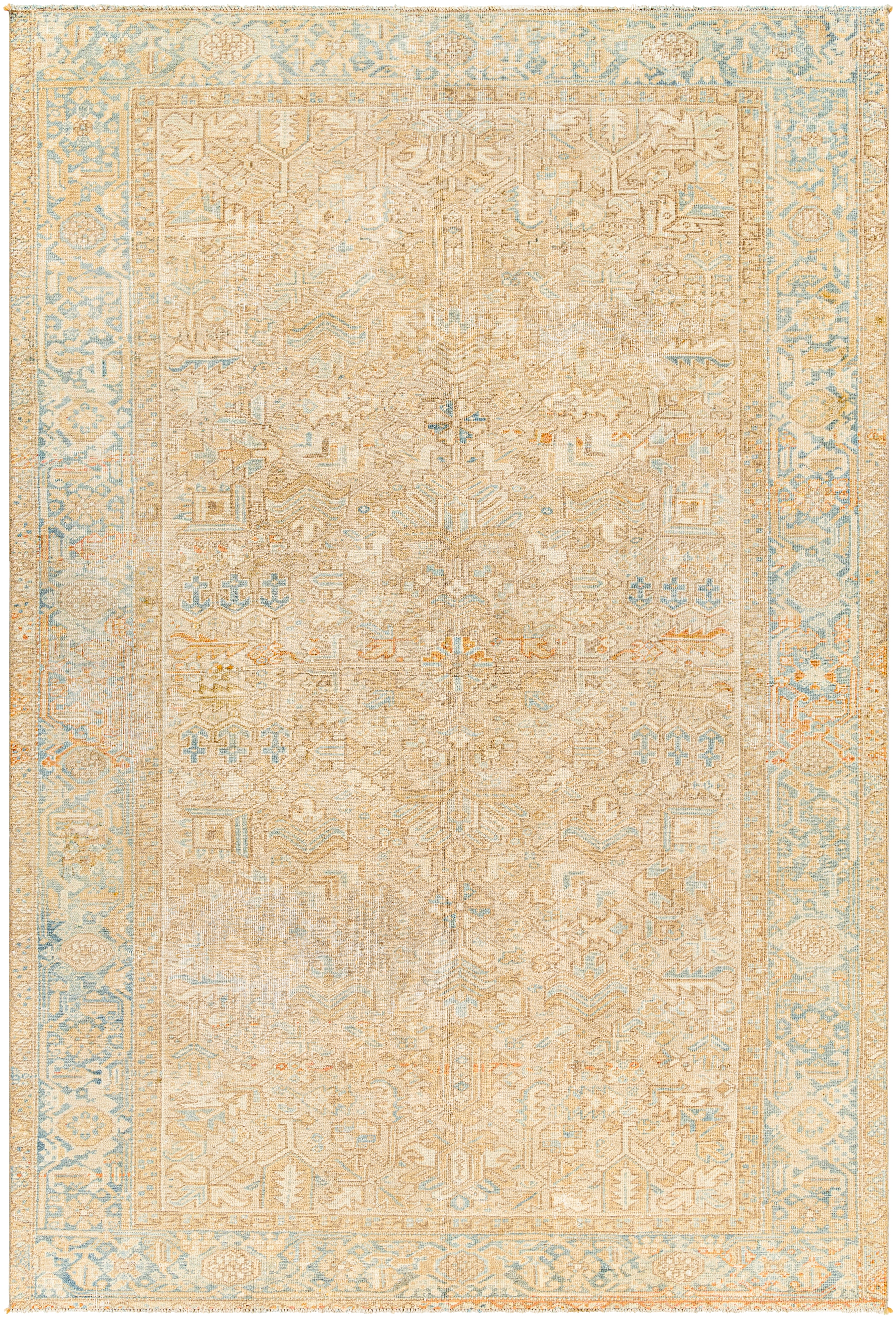 Antique One of a Kind Beige Indoor 7' x 10'9" Handmade Rug - Image 0