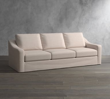 Big Sur Slope Arm Slipcovered Grand Sofa 105", Down Blend Wrapped Cushions, Performance Heathered Tweed Desert - Image 1