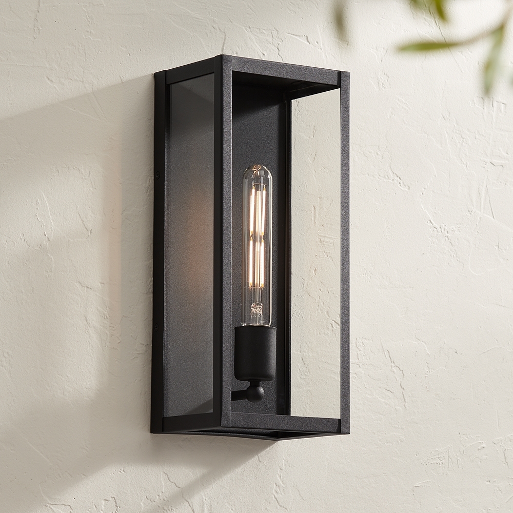 John Timberland Cornell 14 1/4" High Sand Black Box Outdoor Wall Light - Image 0