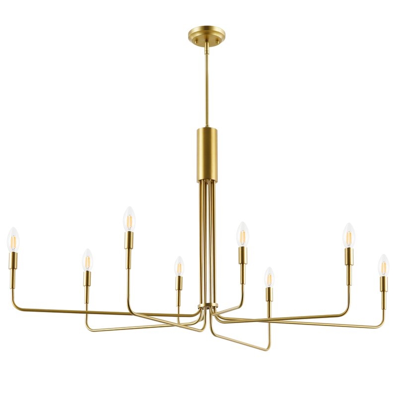 Brushed Brass Sola 8-Light Candle Style Modern Linear Chandelier, Brushed Brass - Image 2