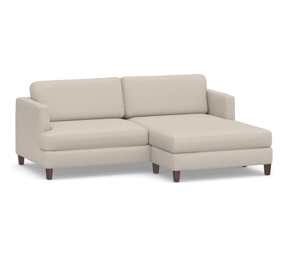 SoMa Ember Upholstered Sofa with Reversible Chaise Sectional, Polyester Wrapped Cushions, Performance Chateau Basketweave Oatmeal - Image 0