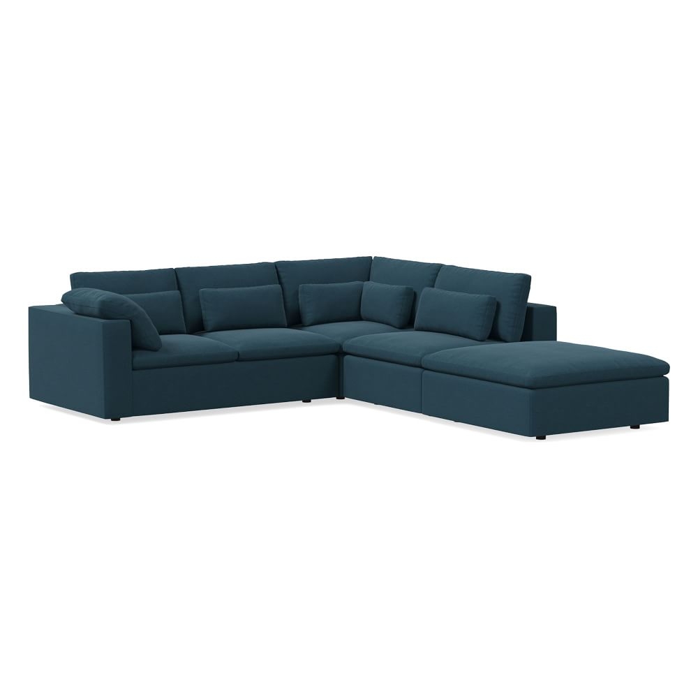 Harmony Modular 121" Right Multi Seat 4-Piece Sectional, Standard Depth, Performance Velvet, Petrol - Image 0