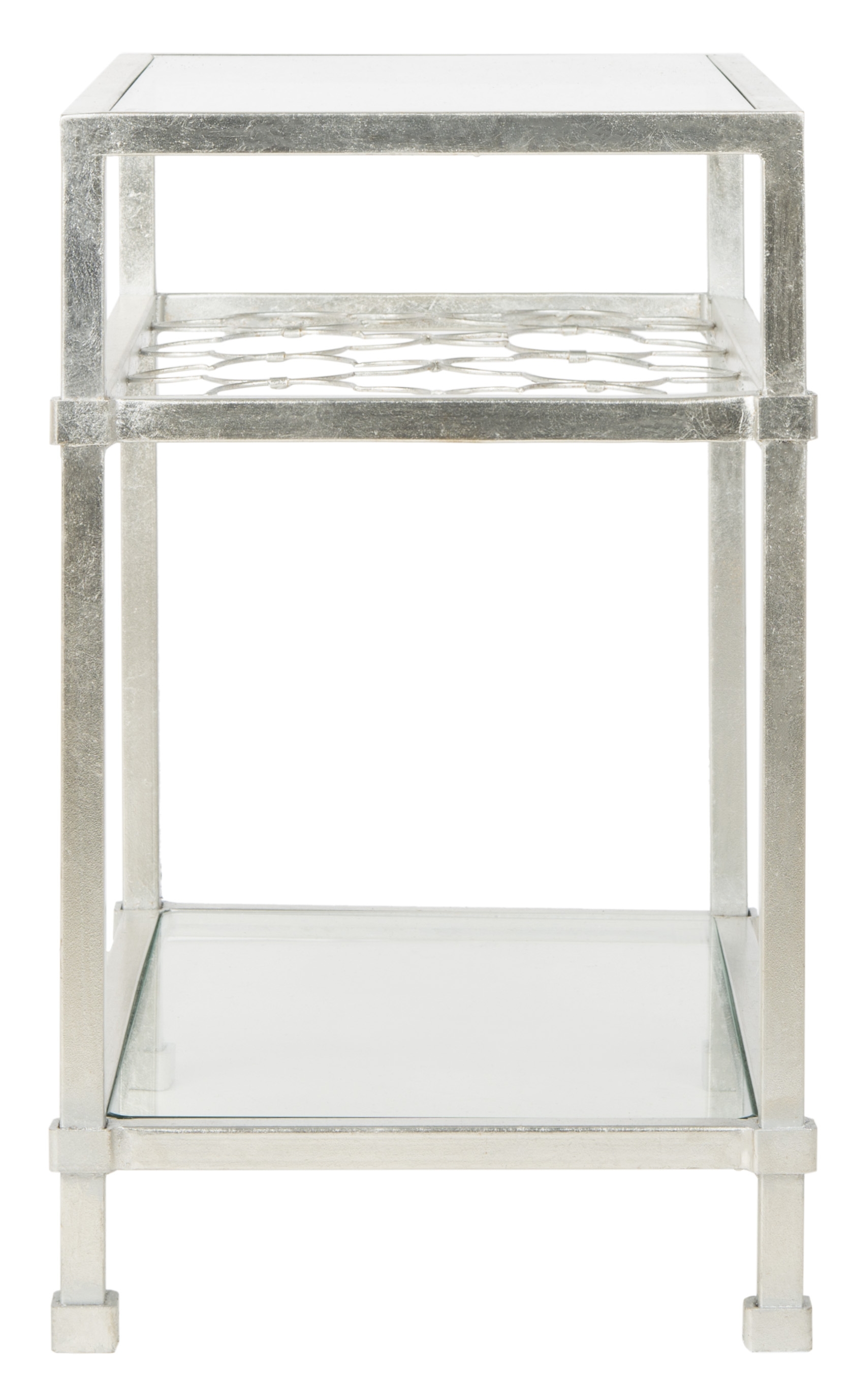 Hanzel Silver Leaf Glass Side Table - Silver - Arlo Home - Image 2