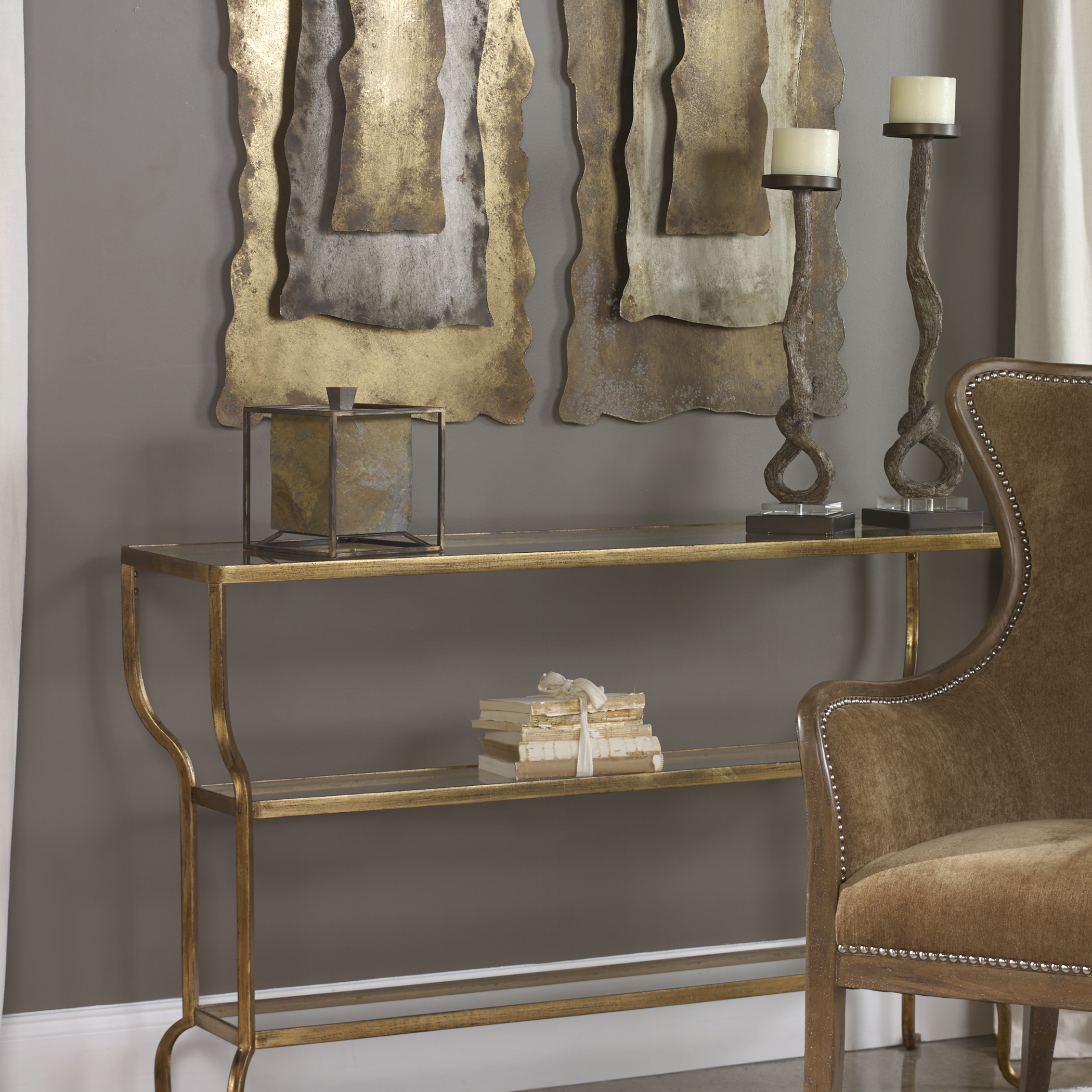 Deline Gold Console Table - Image 3