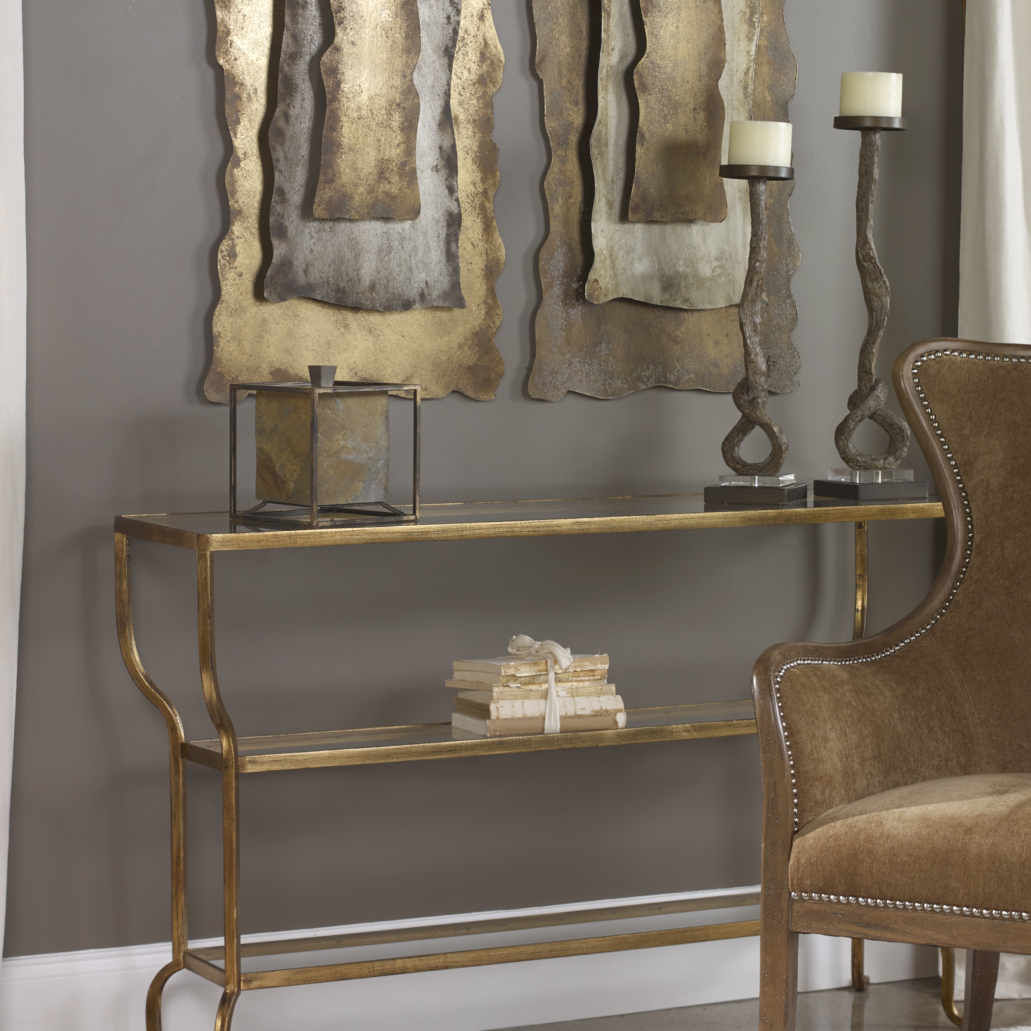 Deline Gold Console Table - Image 2