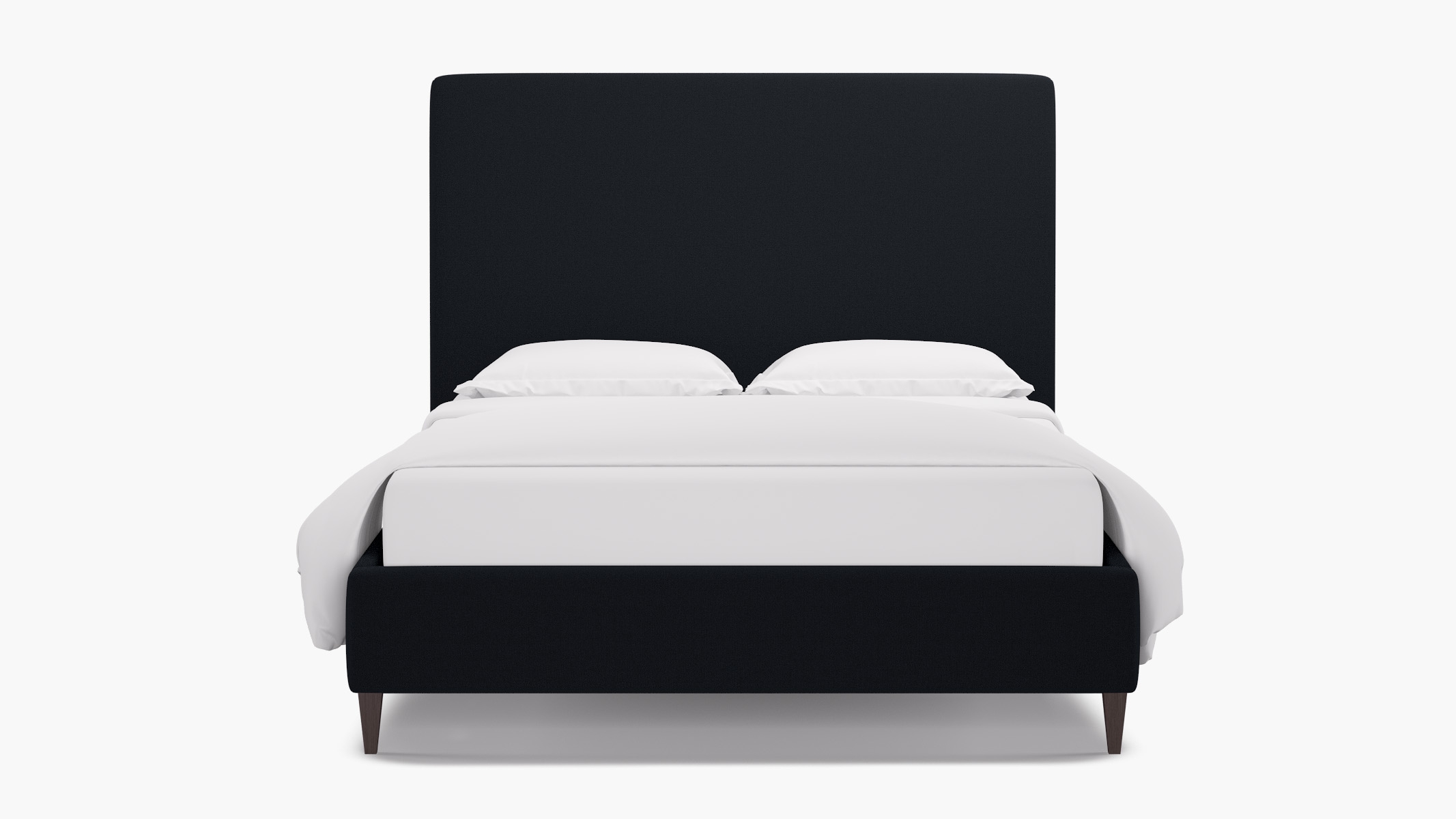 Classic Bed, Navy Everyday Linen, Espresso Square Tapered Leg, Queen - Image 0