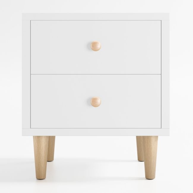 Set of 2 Finn White Wood 2-Drawer Kids Nightstand - Image 0
