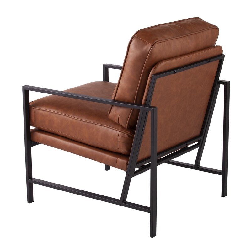 Karynmere Armchair, Brown Faux Leather, 22.75" - Image 6
