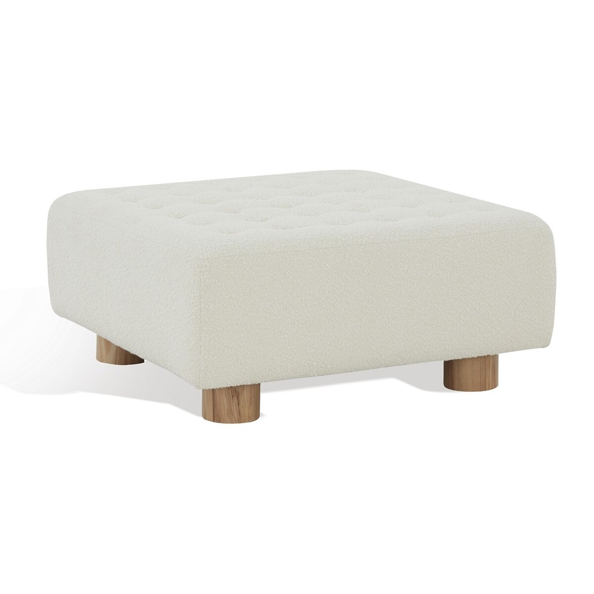 Bradfield Square Boucle Cocktail Ottoman  - Ivory/Natural - Image 3