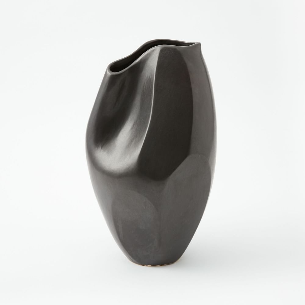 Pinched Vase, Matte Black, 14" - Image 0