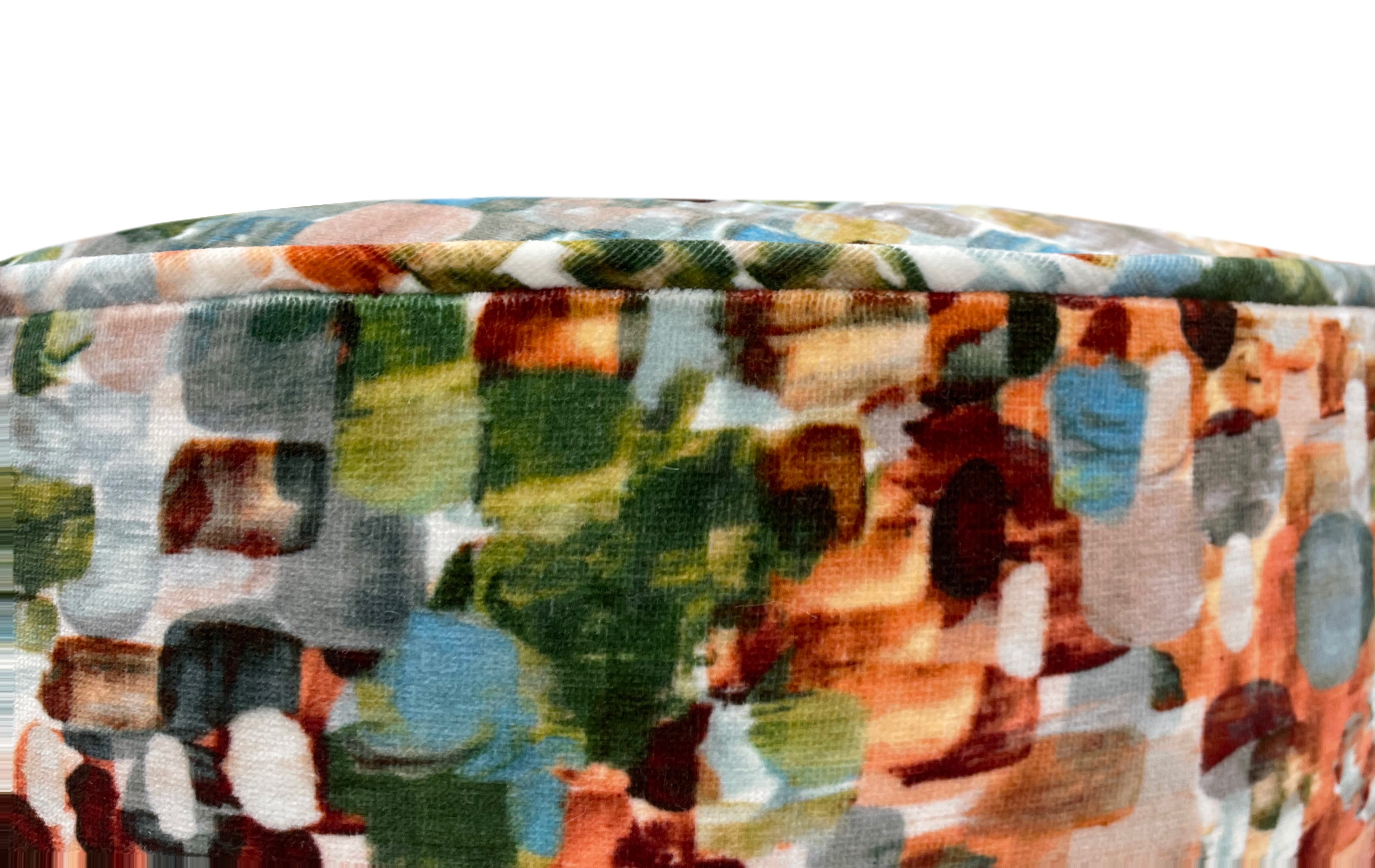 THE TIGHT ROUND OTTOMAN :: MONET VELVET  // MULTI - BY THE YARD - Image 3