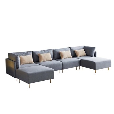 Sofa U Shaped Couch With Reversible Chaise Modular Couch Sectional Sofa With Ottomans And Removable Pillows - Image 0