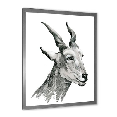 Monochrome Portrait Of Goat I - Farmhouse Canvas Wall Art Print - Image 0
