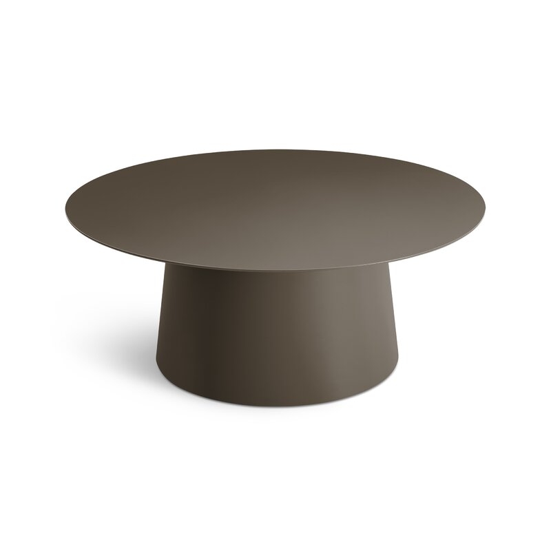 Blu Dot Pedestal Coffee Table Color: Dark Olive, Size: 15" H x 36" L x 36" W - Image 0
