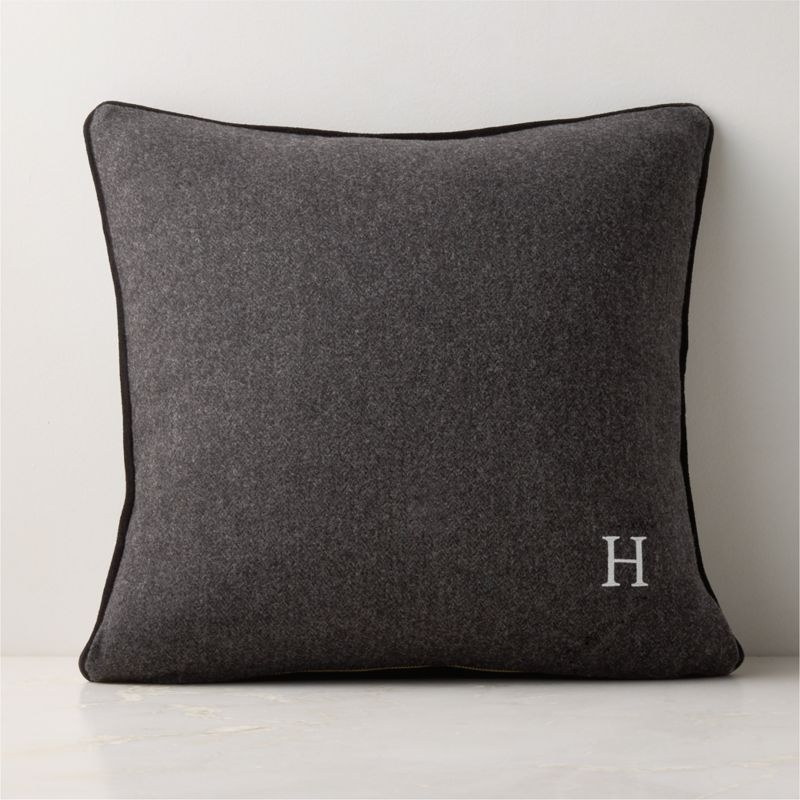 Adley Charcoal Grey Merino Wool Throw Pillow with Down-Alternative Insert 20"x20" - Image 1