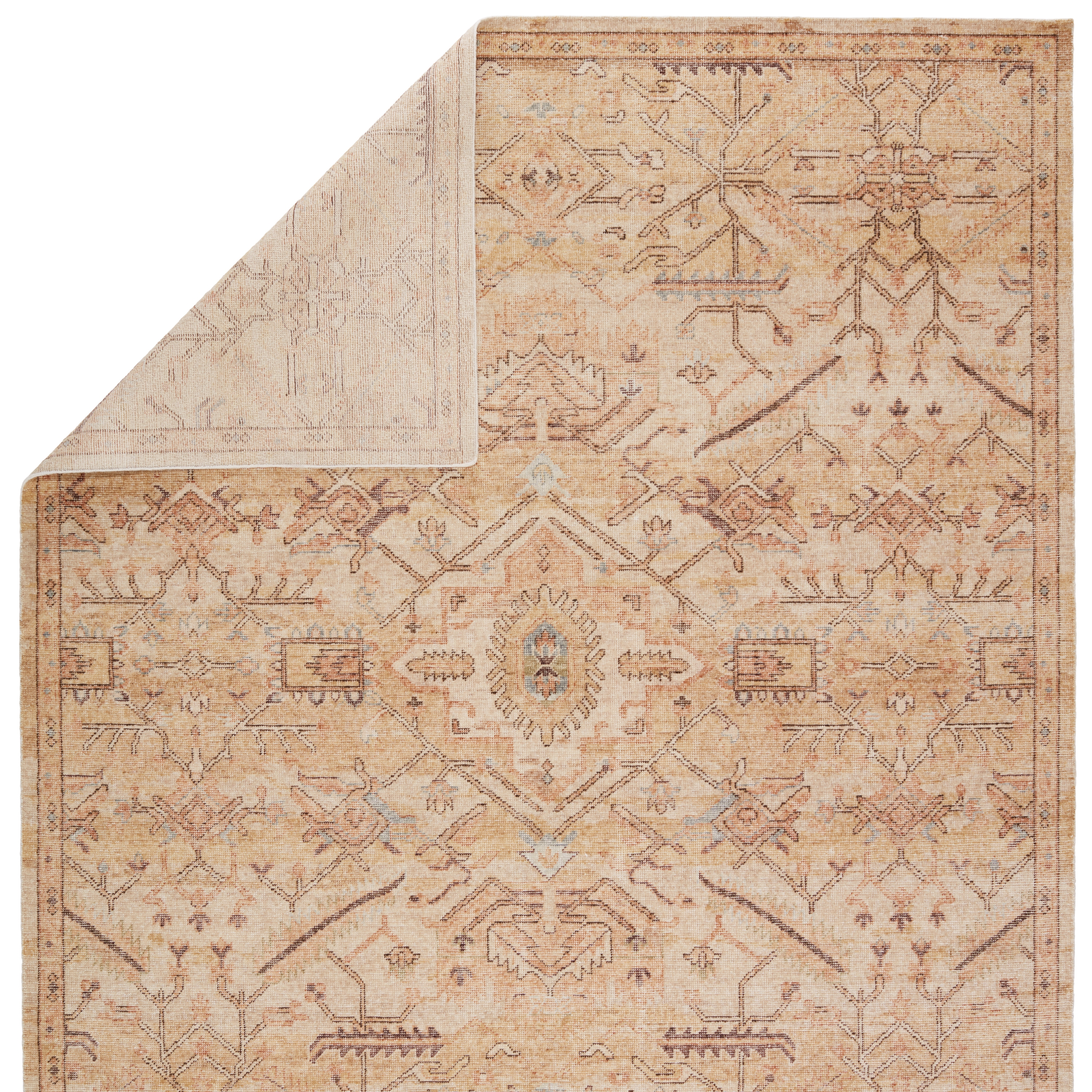 Florian EDE02 Handknotted Vintage Look Green and Brown Area Rug (6'x9') - Image 2