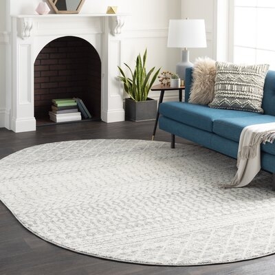 Kenmore Geometric Light Gray/Medium Gray/White Area Rug - Image 0