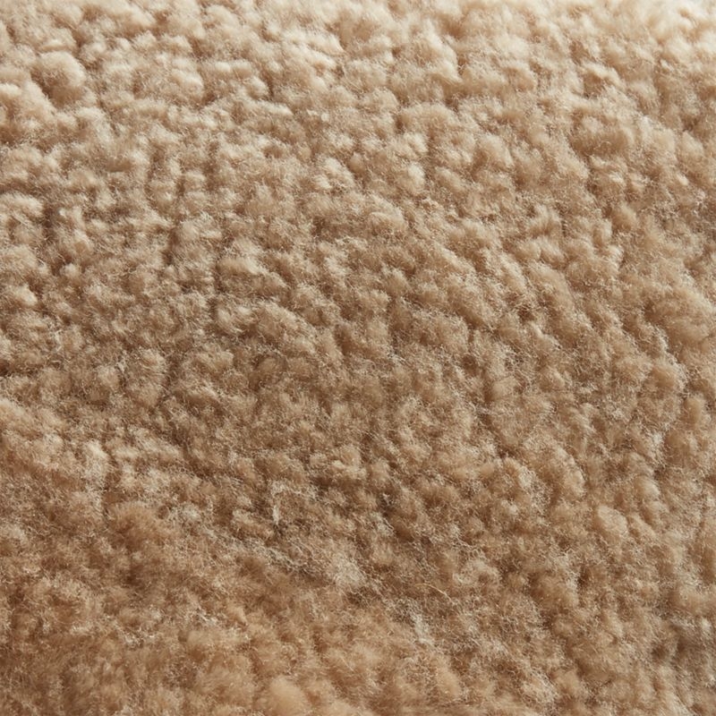 Shorn Camel Brown Sheepskin Fur Throw Pillow with Down-Alternative Insert 18" - Image 4