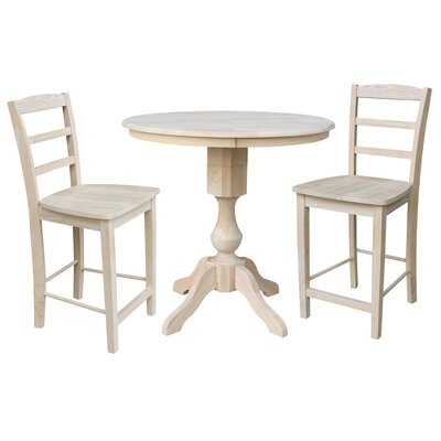 Altan 3 - Piece Rubberwood Solid Wood Dining Set - Image 0