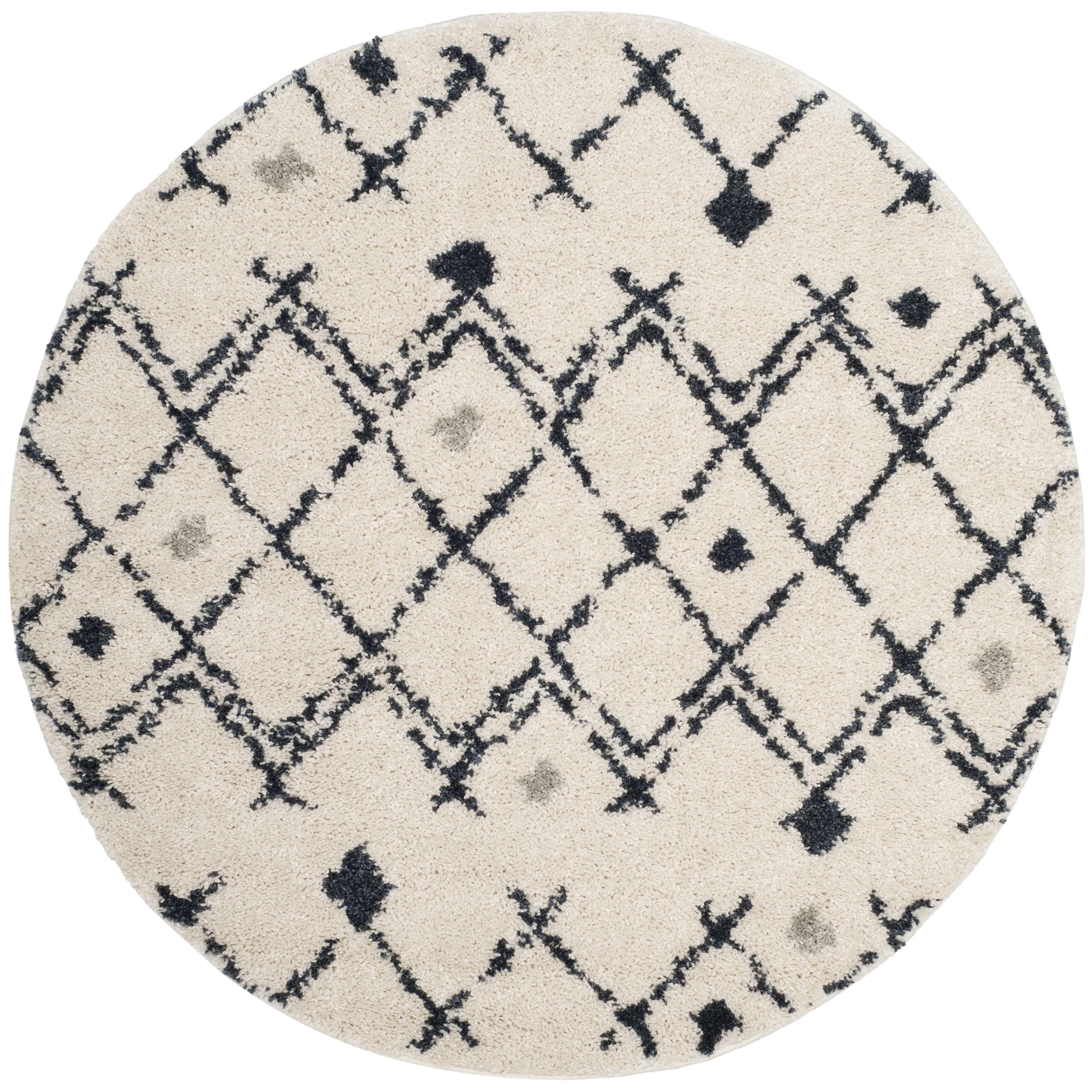 Arlo Home Woven Area Rug, BER164D, Cream/Navy,  5' 1" X 5' 1" Round - Image 0